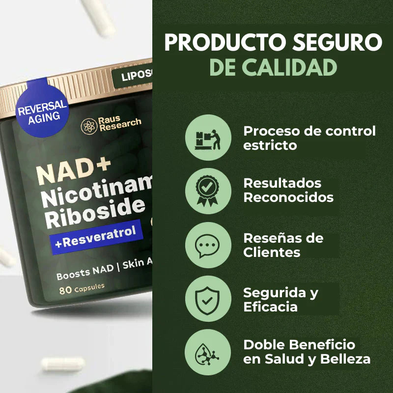 COMPRA 1 LLÉVATE 2 -  Combo 3 en 1 - NAD +  Nicotinamide + Resveratrol - SOLO HOY 50% OFF