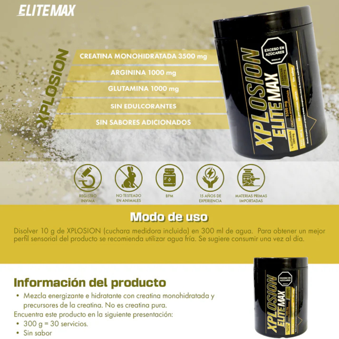 Xplosion Creatina Monohidratada: ¡Aumenta Tu Fuerza, Energía y Desempeño en los Entrenamientos! ULTIMAS UNIDADES CON ÚN 35% OFF