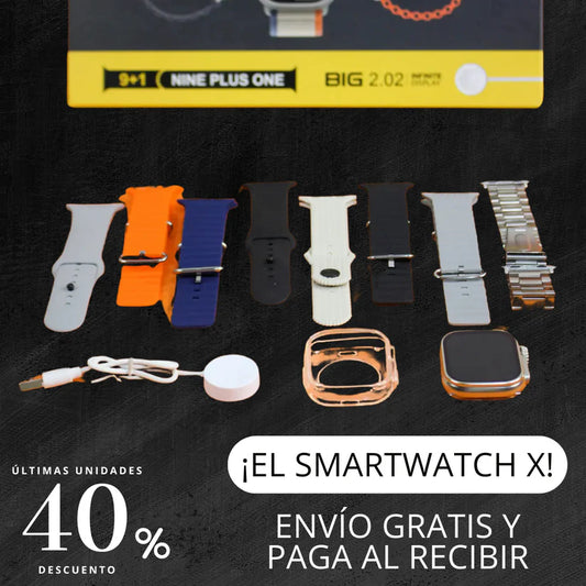 ¡Aprovecha el 40% de Descuento! El Smartwatch X con 8 Pulseras Intercambiables, ¡Versatilidad y Estilo para Todos los Días!