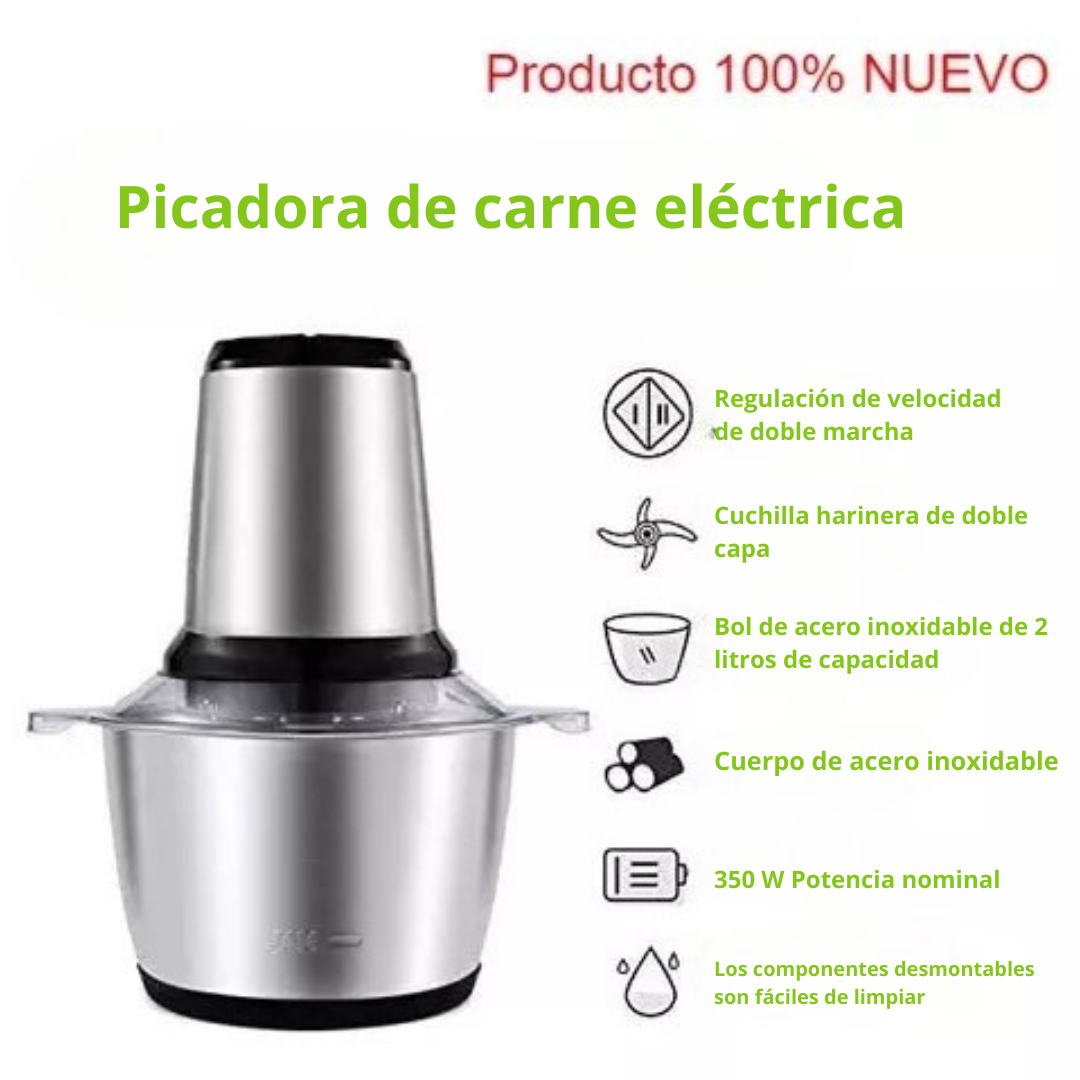 Multiprocesador eléctrico de 2L para carne y alimentos - ACERO INOXIDABLE 35%OFF